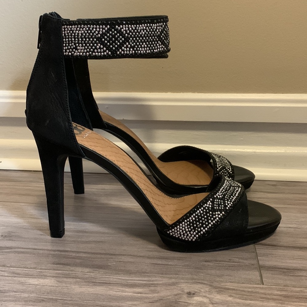 Black beaded/studded cuffed  Heels NWOT